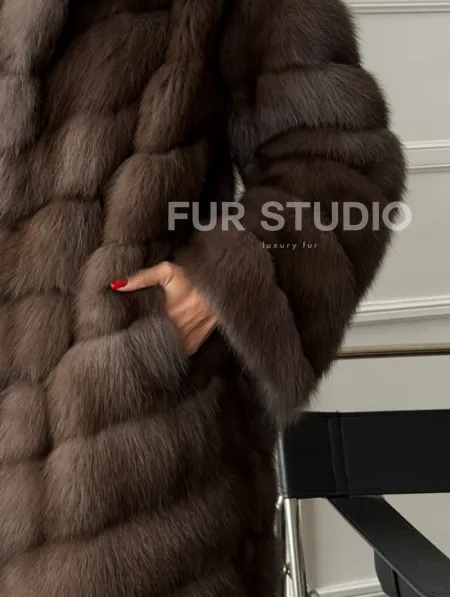 Длинная шуба из меха куницы Exclusive fur - фото 1