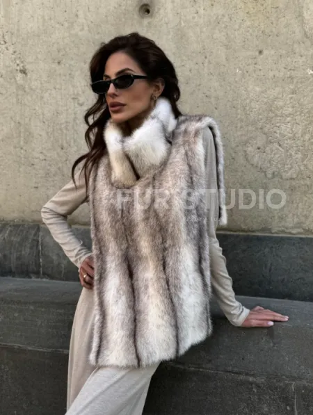 Женская манишка из норки крестовки - фото 13