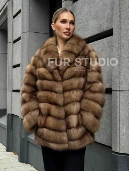 Шуба из куницы с воротником шаль - фото 9