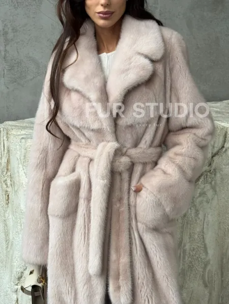 Светлая классическая норковая шуба - фото 3