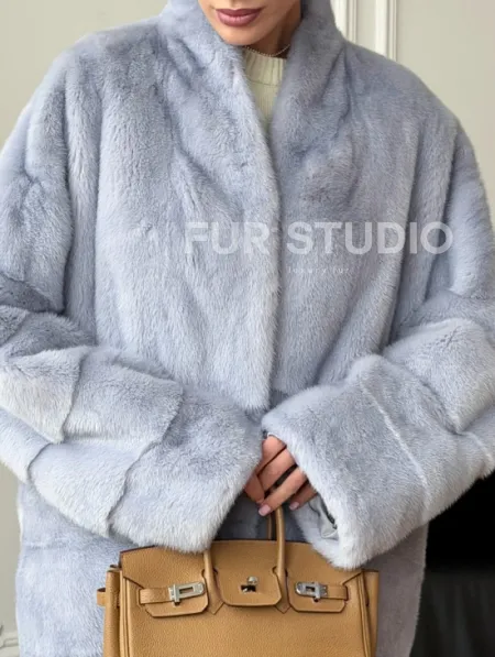 Голубая норковая шуба - жакет - фото 1