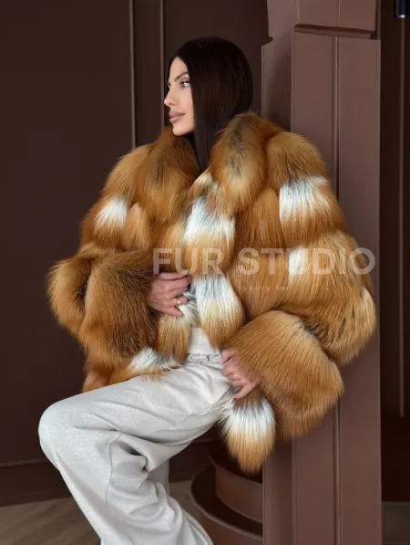 Короткая шуба из рыжей лисы - фото 7