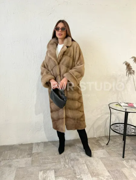 Шуба норковая SAGA FURS с английским воротником - цвет  натуральный пастель - фото 3