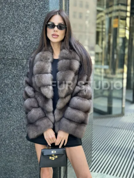 Шуба короткая из меха баргузинского соболя - фото 2