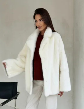 Шуба автоледи из белой норки NAFA MINK - роспуск - фото 9