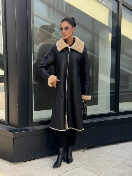 Женская натуральная дубленка из кожи силка - фото 10