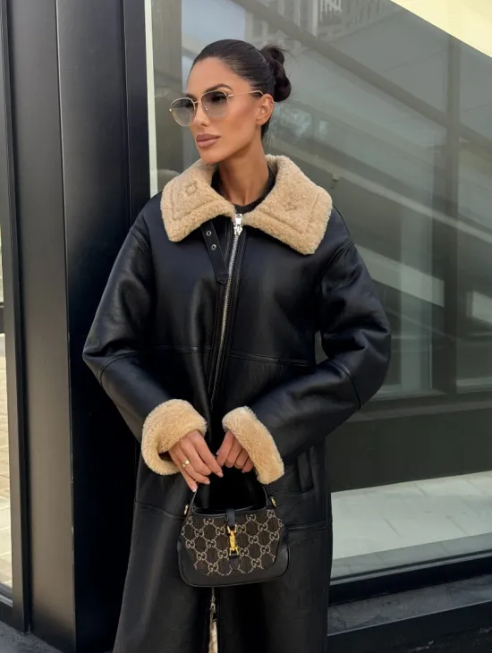 Женская натуральная дубленка из кожи силка - фото 4