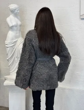 Двухсторонняя женская шуба - дублёнка из меха тиградо, стойка воротник - фото 7