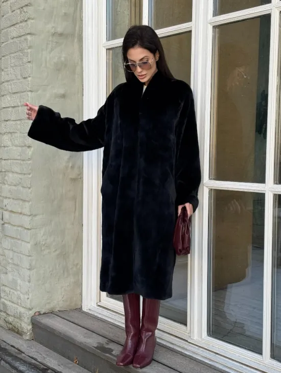 Элитная шуба из меха норки Luxury Fur Blackglama с V-образным воротником - фото 9