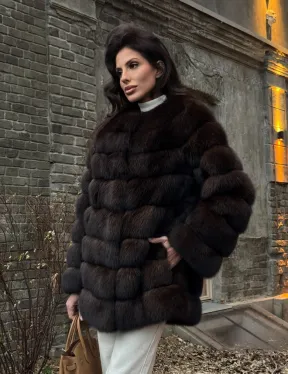 Шуба из соболя с воротником шанель, поперечка - фото 5
