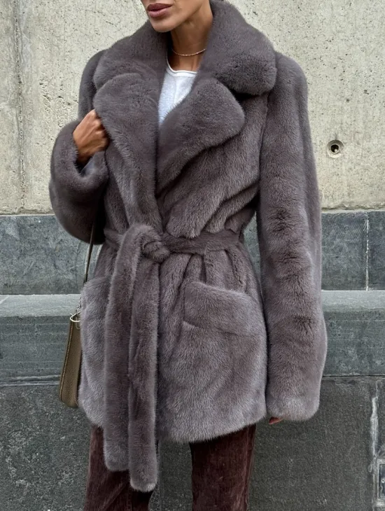 Норковая шуба лавандового цвета - VELVET - фото 5