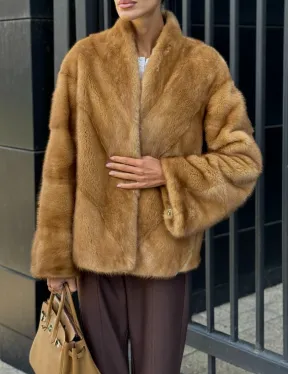 Норковый жакет Gold воротник V-образный - фото 4