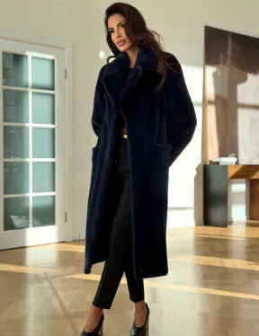 Норковая шуба темно-синего цвета - фото 7