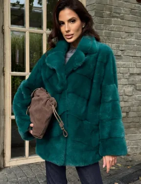 Полушубок норковый - цвет изумруд - фото 0