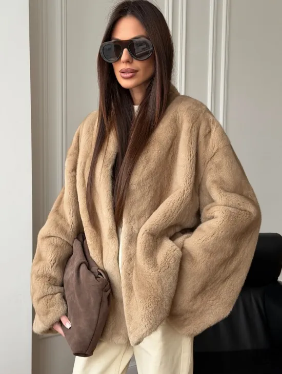 Норковый жакет (бежевый) - фото 2