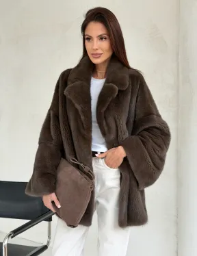 Меховой норковый жакет - английский воротник - фото 9