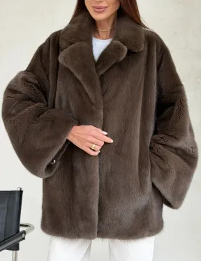 Меховой норковый жакет - английский воротник - фото 2