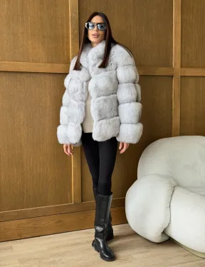 Шуба из натурального песца - стойка воротник - фото 8