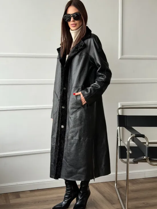 Дубленка из натуральной овчины астраган - фото 7