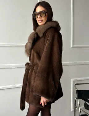 Полушубок автоледи норковый - воротник куница - фото 6