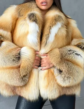 Короткая шуба из золотой альпийской лисы - фото 2