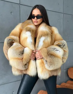 Короткая шуба из золотой альпийской лисы - фото 8