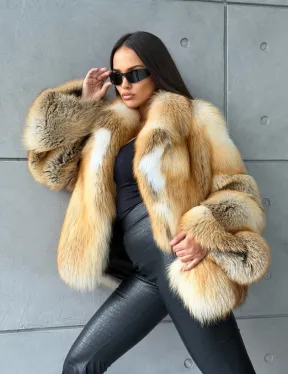 Короткая шуба из золотой альпийской лисы - фото 11