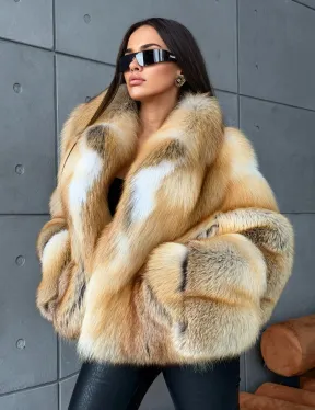 Короткая шуба из золотой альпийской лисы - фото 5