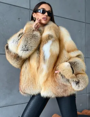 Короткая шуба из золотой альпийской лисы - фото 3