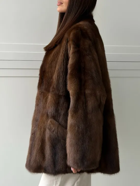 Норковая шуба под куницу (лесная норка) - фото 1