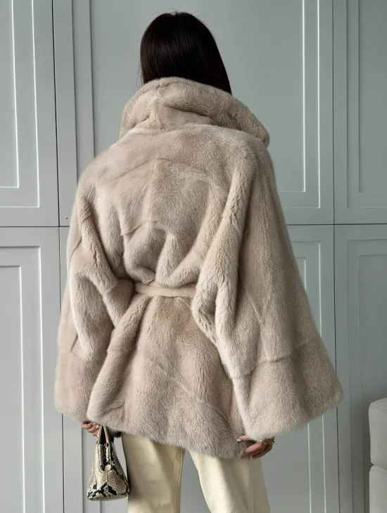 Зимняя норковая шуба фасона «летучая мышь» - фото 8