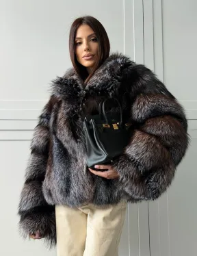 Шуба из меха блюфрост - воротник английский - фото 11