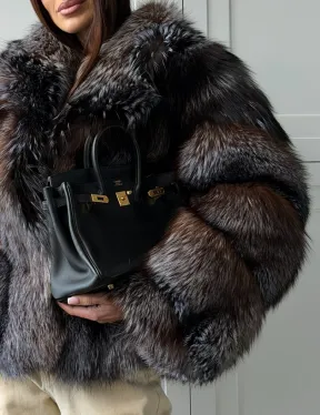 Шуба из меха блюфрост - воротник английский - фото 1