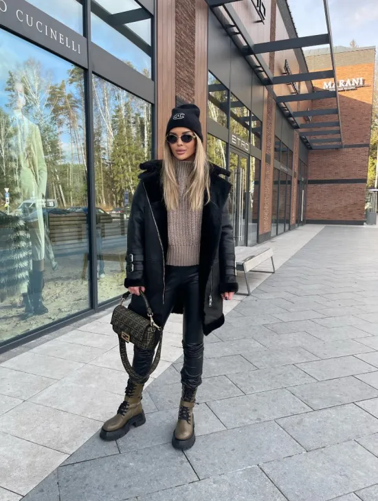 Дубленка авиатор удлиненная - фото 7