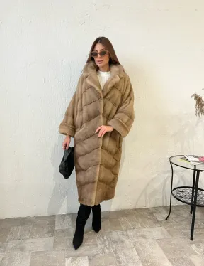 Шуба норковая SAGA FURS с английским воротником - цвет  натуральный пастель - фото 4