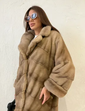 Шуба норковая SAGA FURS с английским воротником - цвет  натуральный пастель - фото 2