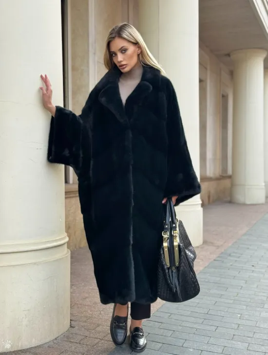 Зеленая норковая шуба - фото 4