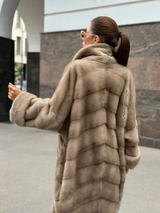 Норковая шуба в цвете пастель - аукционная норка - фото 2