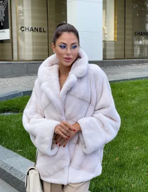 Полушубок из аукционной норки - цвет паломино - фото 1