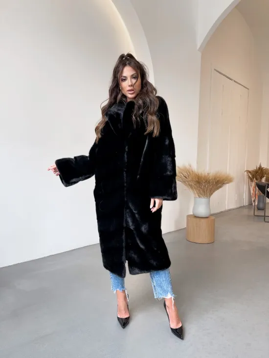 Черная норковая шуба из аукционной норки NAFA - фото 0