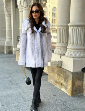 Шуба норковая крестовка Silver Cross с капюшоном - фото 4