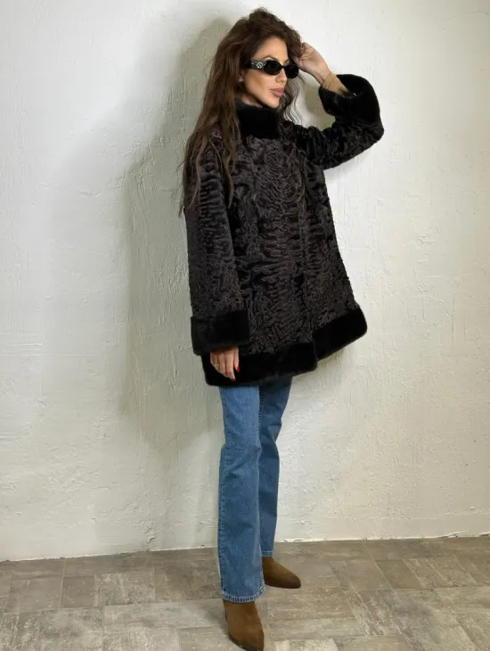 Каракульча стойка воротник отделка норка - фото 5