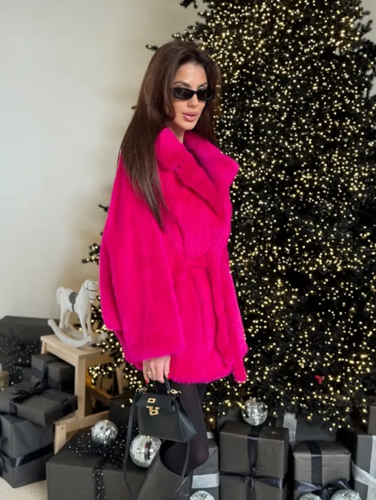 Норка роспуск английский воротник летучка - цвет фуксия - фото 3